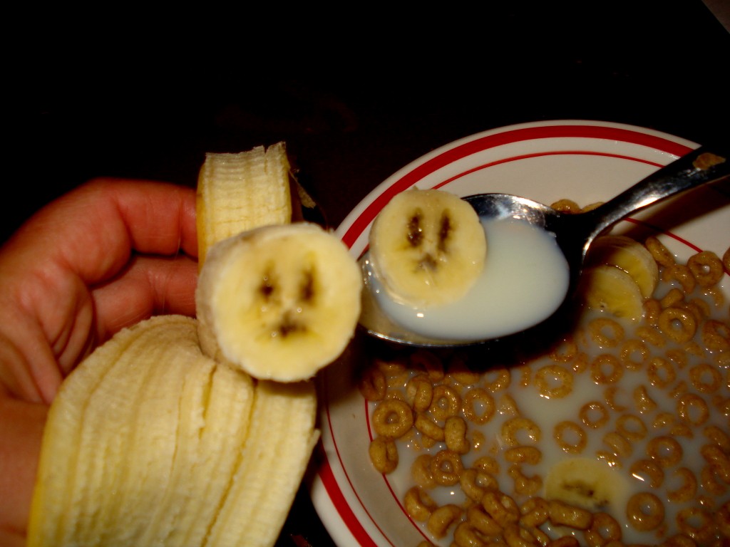grouchy bananas tonight in our cereal