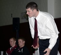 Coach Jake Stevenson has his wrestlers fired up. The Mustangs won their fifth straight dual over Concordia.