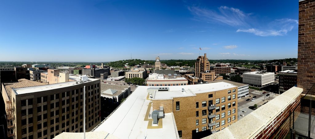 The Sioux City Skyline on a beautiful summer day.